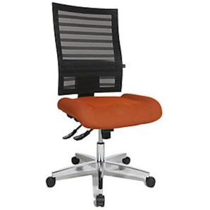 Topstar Operator-Drehstuhl mit Netz-Rückenlehne schwarz, Bezug orange P91 NETZ PI990 BC4