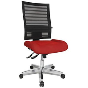Topstar Operator-Drehstuhl mit Netz-Rückenlehne schwarz, Bezug rot P91 NETZ PI990 BC1