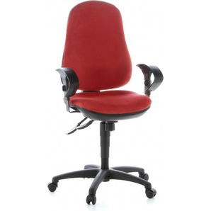 Topstar Profi Bürostuhl ERGO SYDNEY Ergonomischer Schreibtischstuhl mit Armlehnen (höhenverstellbar) Stoff Rot Drehstuhl für Büro, Zuhause 611274