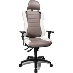 Topstar Profi Bürostuhl HEAD POINT RS Ergonomischer Schreibtischstuhl mit Armlehnen Stoff Weiß Drehstuhl für Büro, Zuhause 617401