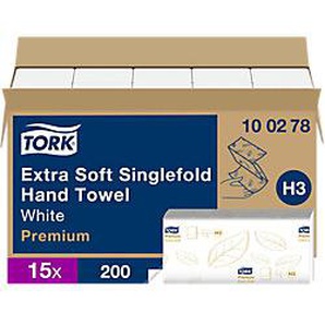 Tork Premium Falthandtücher H3 V-falz Weiß 2-lagig 100278 15 Stück à 200 Blatt 6229744
