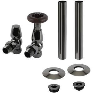Traditionelles Winkelventilset & Rohrhülsen (thermostatisch) – schwarzes Nickel