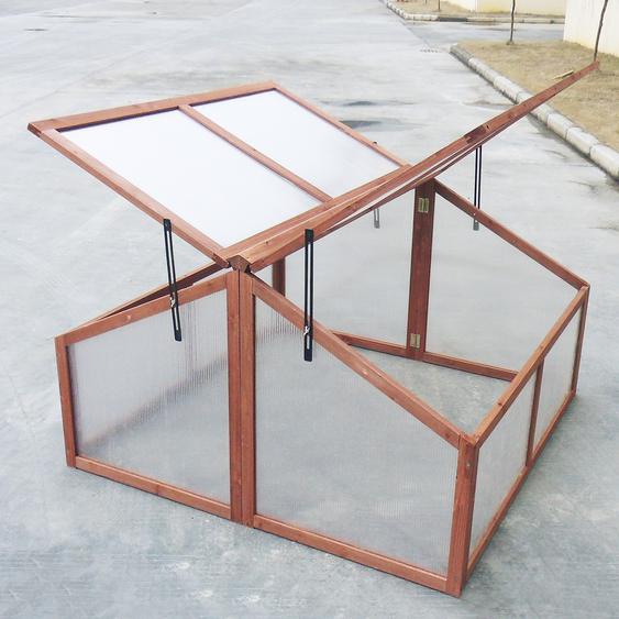 Tragbares Holz Kalthaus Gewächshaus Gewächshaus Treibhaus 90 x 80 x 58,5 cm Natur