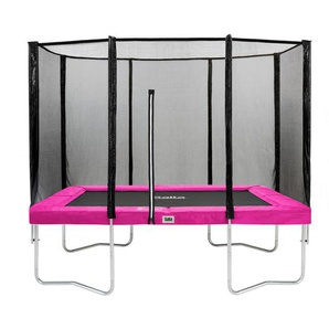 Trampolin, Schwarz, Pink, Metall, Kunststoff, rechteckig, 153x214 cm, Outdoor Spielzeug, Trampoline