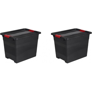 Transportbehälter KEEEPER eckhart Transportboxen Gr. B/H/L: 29,5 cm x 30 cm x 39,5 cm, schwarz (schwarz, rot) Aufbewahrungsbox Stapelbox Stapelboxen Transportboxen je 24 Liter, mit Deckel, Schiebeverschluss, extra stabil