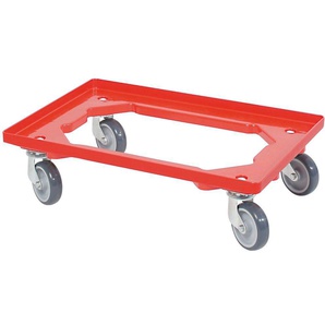 Transportroller, (Set, 4-St), BxT: 60x40 cm, rot, 4 Lenkrollen, graue Gummiräder