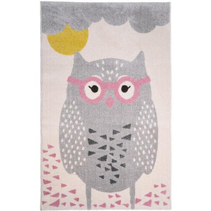 Traumhaft schöner Kinderteppich Eule, Pepa, rosa grau, 100% Polypropylen, Ökotex 100 zertifiziert, 100 x 150 cm, von Nattiot