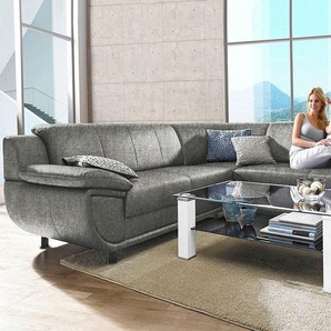 TRENDMANUFAKTUR Ecksofa Rondo wahlweise mit Schlaffunktion, 267x247 cm (BxT), breite Armlehnen, L-Form, wahlweise mit Federkern bestellbar, Füße schwarz