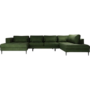 TRENDMANUFAKTUR Wohnlandschaft Luzi, gemütliches Sofa, extra viel Platz, viele Kissen, s Choice, Designsofa mit tollem Sitzkomfort, Metallfüße schwarz, Breite 361 cm