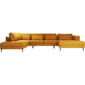 TRENDMANUFAKTUR Wohnlandschaft Luzi, gemütliches Sofa, extra viel Platz, viele Kissen, s Choice, Designsofa mit tollem Sitzkomfort, Metallfüße schwarz, Breite 361 cm