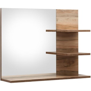 Badspiegel TRENDTEAM Cancun Spiegel Gr. B/H/T: 72 cm x 57 cm x 20 cm, braun (satin nussfarben) Badspiegel mit Rahmenoptik in Holztönen und 3 Ablagen