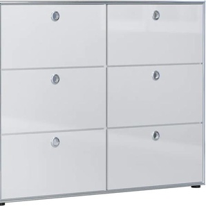 Highboard TRENDTEAM Infinity Sideboards Gr. B/H/T: 147 cm x 113 cm x 37 cm, weiß (weiß hochglanz lack) Highboards elegante Hochglanzoptik aus Italien