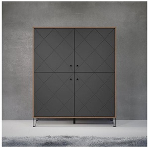trendteam Highboard Montez (1 St), außergewöhnliches Design mit strukturierten Fronten, Soft-Close