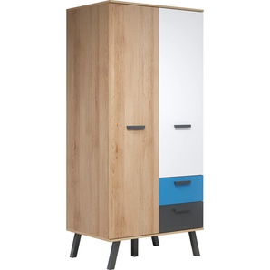 Kleiderschrank TRENDTEAM Mats Schränke Gr. B/H/T: 87 cm x 190 cm x 61 cm, 2 St., braun Baby Kinderkleiderschrank Jugendschrank Kinderschränke Front teilweise wechselbar - Rosa oder Blau
