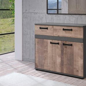 trendteam Kommode Stripe, Rustikales Sideboard mit 2 Schubladen - (B/T/H) 100/41/83 cm