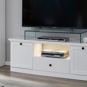 trendteam Lowboard Baxter, zeitloser Landhausstil, mit Vollauszug, Beleuchtung optional