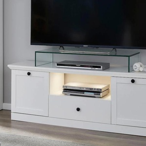 Lowboard TRENDTEAM Baxter Sideboards weiß Lowboards zeitloser Landhausstil, mit Vollauszug, Beleuchtung optional