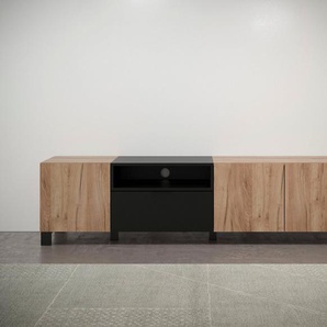 trendteam Lowboard Kendo, TV Schrank, hellbraun / schwarz matt, Breite 185 cm, Höhe 47 cm