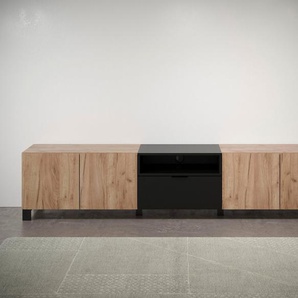 trendteam Lowboard Kendo, TV Schrank, hellbraun / schwarz matt, Breite 227 cm, Höhe 47 cm