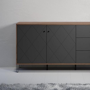 trendteam Sideboard Montez (1 St), außergewöhnliches Design mit strukturierten Fronten, Soft-Close