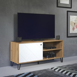 TV-Schrank TRENDTEAM Touch Schränke Gr. B/H/T: 123 cm x 56 cm x 40 cm, 1 St., weiß (artisan eiche melamin, matt) TV-Sideboard TV-Sideboards Fräsungen in Rautenoptik