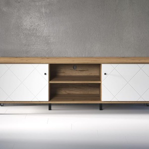 TV-Schrank TRENDTEAM Touch Schränke Gr. B/H/T: 183 cm x 56 cm x 40 cm, 2 St., weiß (artisan eiche melamin, matt) TV-Sideboard TV-Sideboards Fräsungen in Rautenoptik