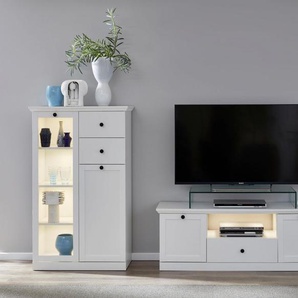 trendteam Wohnwand Baxter, (Set, 2-St), zeitloser Landhausstil, mit Vollauszug, Beleuchtung optional