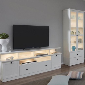 trendteam Wohnwand Baxter, (Set, 2-St), zeitloser Landhausstil, mit Vollauszug, Beleuchtung optional