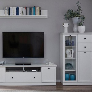 trendteam Wohnwand Baxter, (Set, 3-St), zeitloser Landhausstil, mit Vollauszug, Beleuchtung optional