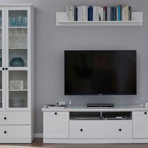 trendteam Wohnwand Baxter, (Set, 3-St), zeitloser Landhausstil, mit Vollauszug, Beleuchtung optional