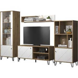 Wohnwand TRENDTEAM Touch Kastenmöbel-Sets Gr. B/H/T: 279 cm x 171 cm x 40 cm, braun (artisan eiche melamin) Wohnwände Fräsungen in Rautenoptik