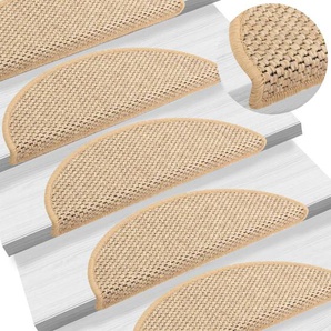 vidaXL Treppenmatten Selbstklebend Sisal 15 Stk. 56x17x3 cm Hellbeige