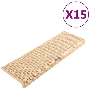 vidaXL Treppenmatten Selbstklebend Sisal 15 Stk. 65x21x4 cm Hellbeige