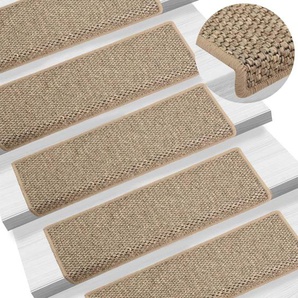 vidaXL Treppenmatten Selbstklebend Sisal 15 Stk. 65x21x4cm Dunkelbeige