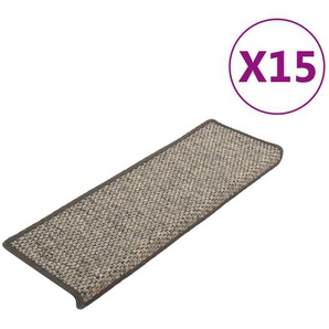 vidaXL Treppenmatten Selbstklebend Sisal 15Stk. 65x21x4cm Grau & Beige