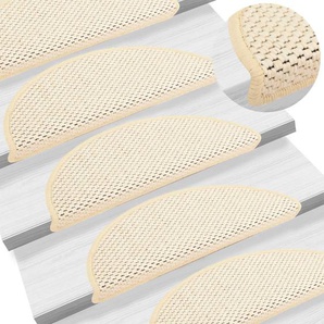 vidaXL Treppenmatten Selbstklebend Sisal-Optik 15 Stk. 56x17x3cm Creme