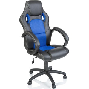 Tresko Racing Chefsessel Bürostuhl Drehstuhl Schalensitz Bürosessel Schreibtischstuhl 606 (RS-014) schwarz/blau