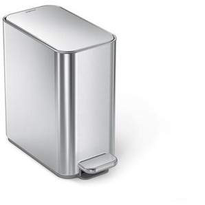 Treteimer, Inhalt 5 Liter gebürsteter Edelstahl silber, Designer simplehuman, 31x15.8x32 cm