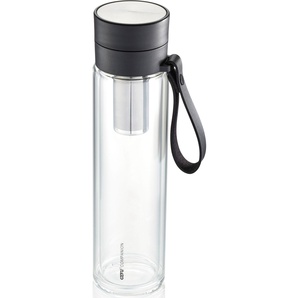 Trinkflasche GEFU COMPANION Trinkflaschen Gr. 450 ml, schwarz (schwarz, transparent) Trinkflaschen Sicherheitsverschluss für 100%-igen Auslaufschutz und Einhandbedienung
