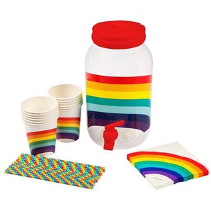 Trinkspender Regenbogen Partyset mit Strohhalmen, Servietten und Pappbechern, von Sunnylife