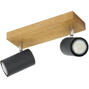 Trio Deckenspot  2-flammig  schwarz / Eiche   ¦ schwarz ¦ Maße (cm): B: 26 H: 16 T: 9.0