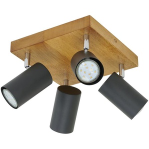 Trio Deckenspot  4-flammig  schwarz / Eiche   ¦ schwarz ¦ Maße (cm): B: 22 H: 16 T: 22.0