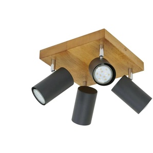 Trio Deckenspot  4-flammig  schwarz / Eiche   ¦ schwarz ¦ Maße (cm): B: 22 H: 16 T: 22.0