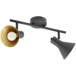 Deckenstrahler  2-flammig  schwarz/goldfarben   ¦ schwarz ¦ Maße (cm): B: 11 H: 21
