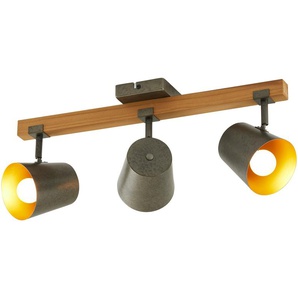 Trio Deckenstrahler  3-flammig  Nickel-antik   ¦ holzfarben ¦ Maße (cm): B: 54 H: 23,2 T: 14.5