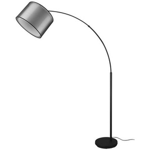 Trio Leuchten Bogenleuchte Burton, Grau, Schwarz, Metall, Textil, 171 cm, Lampen & Leuchten, Innenbeleuchtung, Stehlampen, Bogenlampen