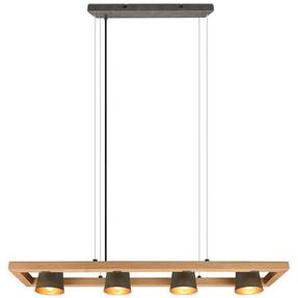 Trio Leuchten Hängeleuchte Bell, Nickel, Holz, Metall, 100x150x21 cm, beliebig kürzbar, Lampen & Leuchten, Innenbeleuchtung, Hängelampen,