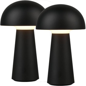 Reality Leuchten LED Außen-Tischleuchte Lennon, Dimmfunktion, LED fest integriert, Warmweiß, 2er Set LED Tischlampe,4-fach Touchdimmer, Ladefunktion per USB-C,IP44