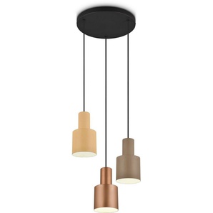 TRIO Leuchten Pendelleuchte AGUDO, Hängelampe 3-flammig exkl 3xE27 max 40W höhenverstellbar, Leuchtmittel wechselbar, warmweiß - kaltweiß, mehrfarbige Lampenschirme in beige taupe & coffee, Esszimmerlampe