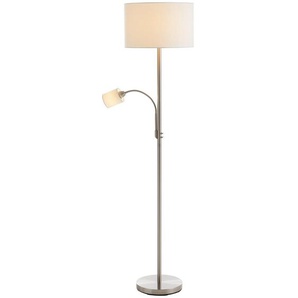 Trio Leuchten Stehleuchte Hotel , Nickel , Textil , 40 cm , getrennt schaltbar, Flexarm, mit Schalter , Lampen & Leuchten, Innenbeleuchtung, Stehlampen, Stehlampen